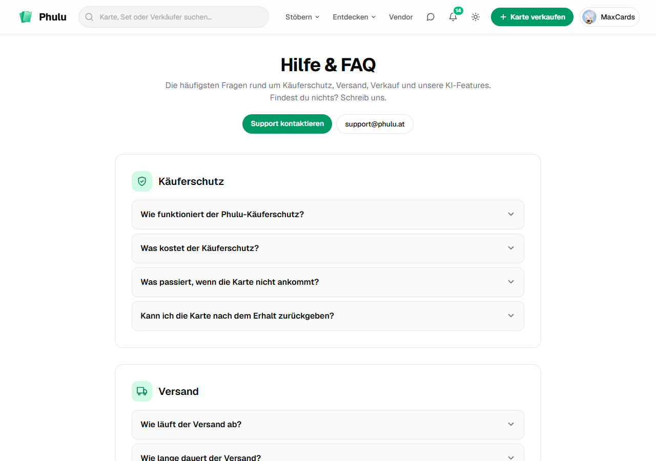 Hilfe & Rechtliches